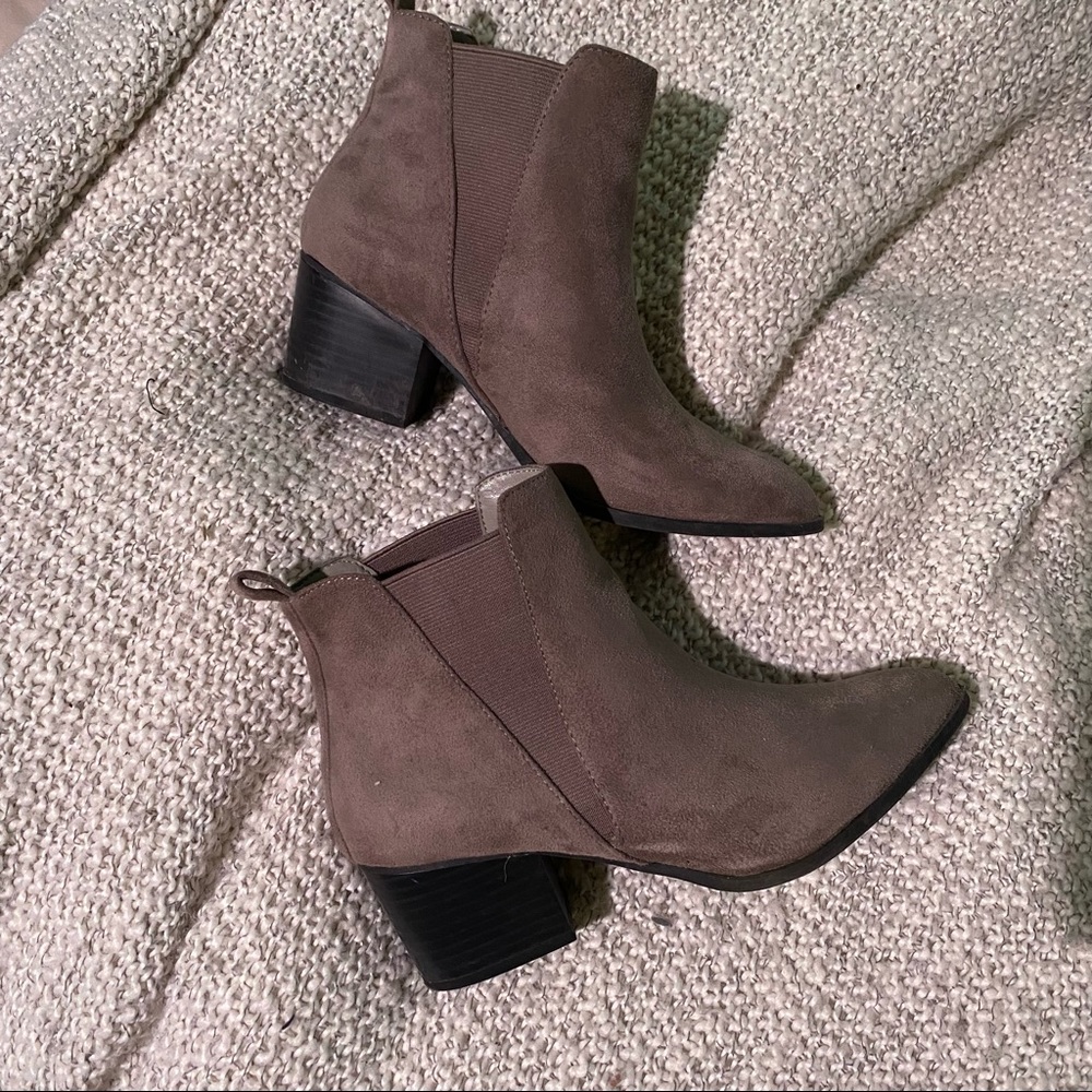 Grey faux suede booties